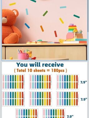 RoyoLam 180-Pc Colorful Sprinkle Confetti Wall Decals Removable Stickers NEW